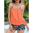 thumbnail image 2 of JYLFC Two-Piece Tummy Control Tankini Swimsuits for Women Modest Bathing Suit with Shorts, Orange L, 2 of 7