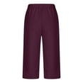thumbnail image 5 of Women Capris Under $5! Cagogo Women's Summer Wide Leg Capri Pants with Pockets Casual Loose Fit Lightweight Palazzo Pants Plus Size Elastic Waist Stretch Trendy Yoga Capris, 5 of 6