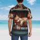 thumbnail image 4 of Balery Cat Asleep Among Flowers Camisas hawaianas de manga corta para hombre, camisas playeras de corte holgado, camisas de vacaciones con botones,XX-Large, 4 of 7