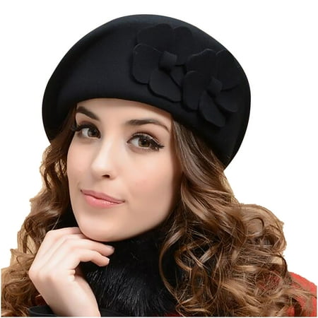 AOOCHASLIY Hats for Women Clothes Winter Hats For Women French Beret Beanie Pillbox Hat Fashion 100% Wool Warm