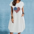 thumbnail image 2 of 2024 Clearance! JINMGG 2024 Summer Plus size Clearance Dresses for Women under $10,Women's Solid Color Short Sleeve Round Neck Dress Printing Dress with Pokets Midi Dress, 2 of 4