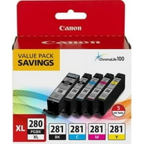Canon 2021C007 (CLI-281; PGI-280 XL) ChromaLife100 Ink, Black XL/Black/Cyan/Magenta/Yellow, 5/Pack