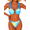 Blue Floral Print, variant on Women's 2 Piece Bikini Set, Floral, Tropical & Leopard Print Bathing Suit, Shell Detail, Wide Strap Push Up Swimsuit, Summer Beach Vacation Swimwear