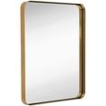 thumbnail image 2 of Contemporary Brushed Metal Wall Mirror | Glass Panel Framed Rounded Corner Deep Set, 2 of 28