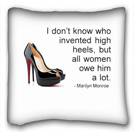 Lots Of Cushions WinHome Fashion Black High Heels I Don't Know Who Invented High Heels But All Women Owe Him A Lot Throw Pillow Cover Cushion Case Size 18x18 inches Two Side Print ()