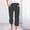 Black, variant on Plus Size Women’s Striped Capris Loose Linen Elastic Waist Tapered Pants Summer Workout Sport Cropped Pants