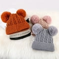 thumbnail image 2 of YOPTOP Bonnet en Tricot Doublé de Peluche avec Pompons Doubles - Chapeau d'Hiver Extensible et Chaud pour Femmes, Rouge, 2 of 7