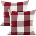 thumbnail image 1 of Housse de Coussin Treillis Géométrique d'oreiller pour Canapé Maison Salon Chambre Décoration D'intérieur, 45x45cm, Ensemble de 2 pièces(Blanc Rouge｜2 pièces), 1 of 5