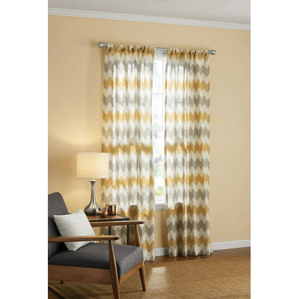Mainstays Yellow Chevron Window Curtain, Yellow And Grey Window Curtains