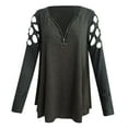 thumbnail image 4 of WNEGSTG Cold Shoulder Shirts for Women V Neck Hollow Rhinestone Solid Blouse Tunic T-Shirt Grey, 4 of 4