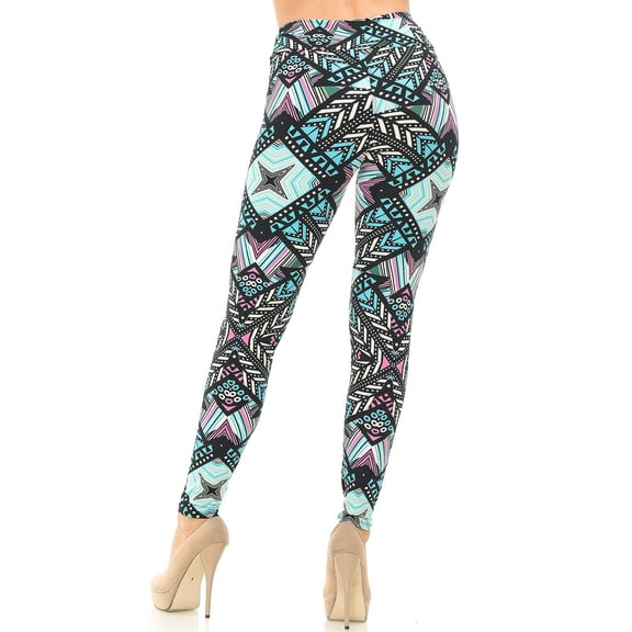 Buttery Soft Melodic Emerald Tribal High Waisted Leggings (One Size Regular,Green)