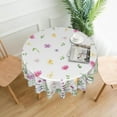 thumbnail image 2 of Spring Floral Tablecloth Round 60 Inch Summer Wildflower Butterfly Table Cloth Rustic Farmhouse Tablecloth Polyester Farmhouse Table Cover for Kitchen Dining Room Party Spring Summer Easter Home Decor, 2 of 6