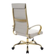 Benmar High-Back Tan Leather Office Desk Chair Ergonomic Executive Chair with Adjustable Swivel, Gold Frame with Cushion Support & Silent Wheels for Home Office Workstations