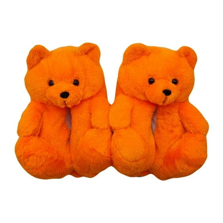 

Women Plush Teddy Bear Slippers Cute Animal Slippers Home Indoor Soft Anti-Slip Faux Fur Winter Warm Shoes