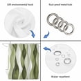 thumbnail image 5 of Sage Green Stripes Waterproof Fabric Shower Curtain,Retro Farmhouse Abstract Ripple Waterproof Fabric Shower Curtain for Bathroom Curtains Bathtubs Shower Curtains with 12 Hooks Extra Long 72x84, 5 of 8
