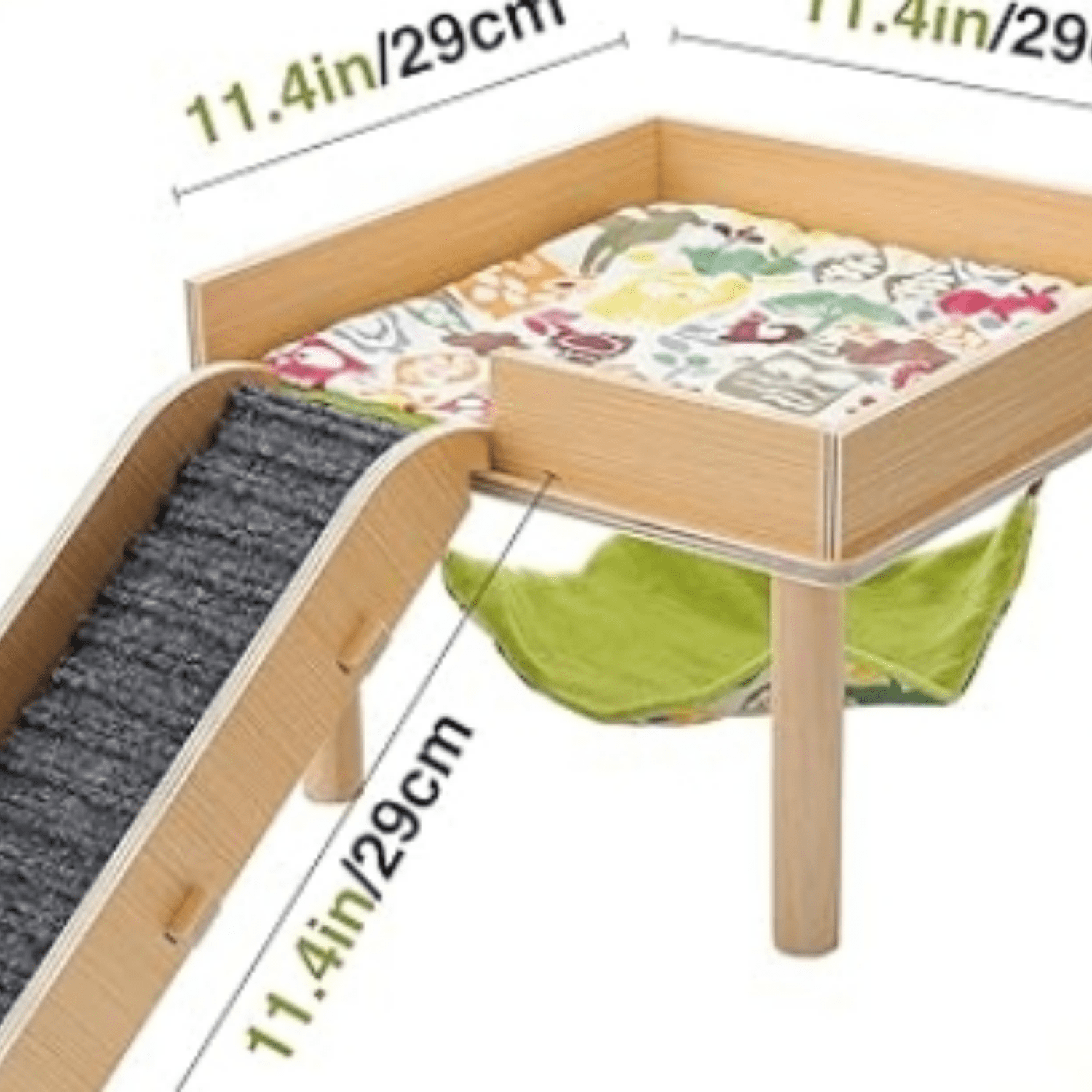 Guinea Pigs Hammock with Platform, Safe Wooden Guinea Pig Hideout with Stairs, Durable Small Pet Bed for Piggies Chinchilla Rat Hamster Bunny (Single Hammock)