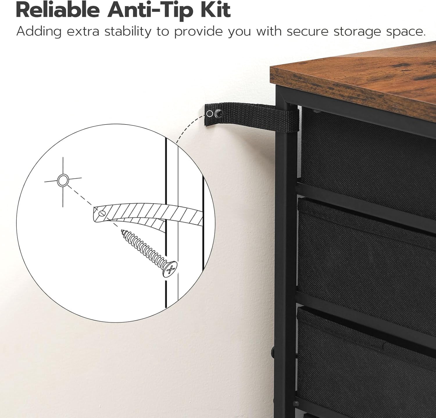 5-Drawer Chest, File Cabinet, Office Cabinet with Drawers, Rolling Printer Stand, Filing Cabinet for Living Room, Home Office, Nonwovens Drawer, Easy Assembly, Black