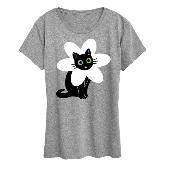 Instant Message - Derpy Flower Cat - Women's Short Sleeve Graphic T-Shirt