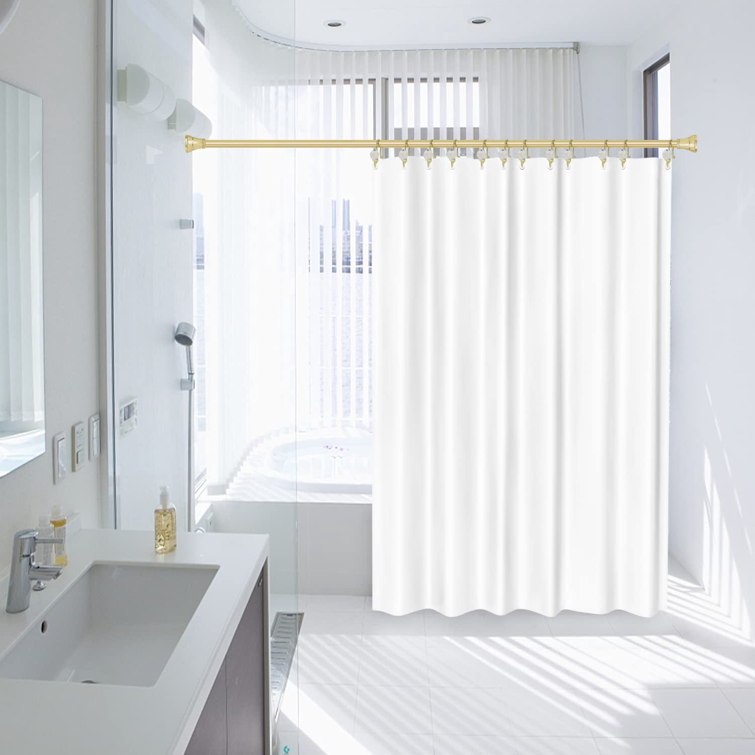 Utopia Alley  Rustproof Zinc Double Shower Curtain Hooks for Bathroom, Crystal Design, Set of 12 Gold