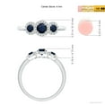 thumbnail image 4 of ANGARA Natural Round Sapphire Three Stone Halo Ring with Diamonds in 14K White Gold for Women (Size-4mm) | September Birthstone, Anniversary, Jewelry Gift for Women | Natural Blue Sapphire Ring, 4 of 9