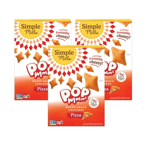 Simple Mills Pop Mmms BCF26 Pizza Baked Snack Crackers, Gluten Free, 4 Ounce (Pack of 3)