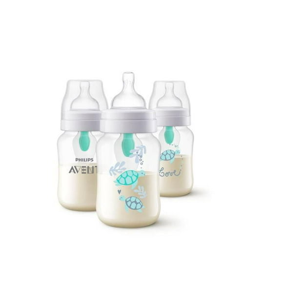 Anti-colic Baby Bottles with AirFree Vent with Turtle Design, 3x9oz, SCY703/78