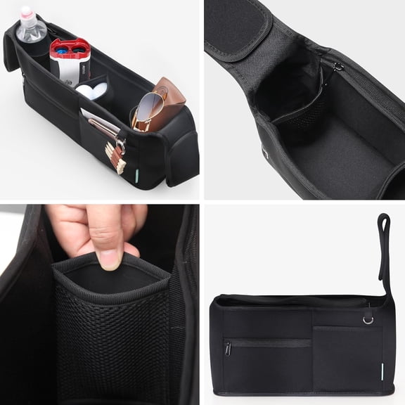 Golf Cart Storage Bag, Neoprene Organizer with Cup Holders for Push Carts