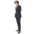 thumbnail image 4 of Slim Fit Men Suit Stretchy Spandex Peak Lapel 2 Button Flat Front Pants 9936 (US, Numeric, 52, Regular, Tall, Navy Blue), 4 of 7