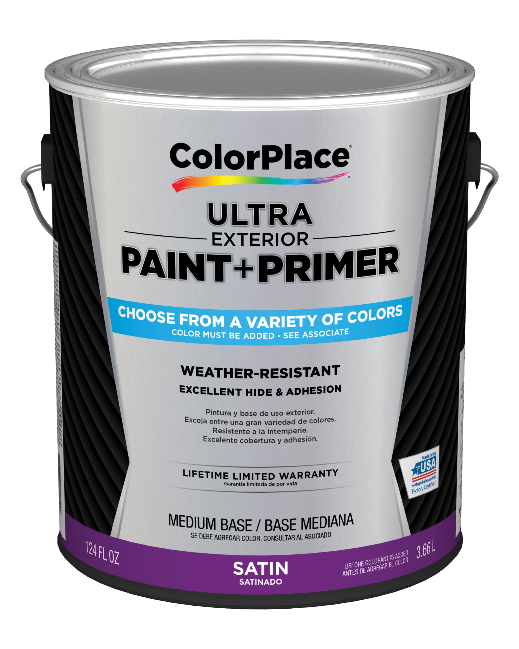 ColorPlace Ultra Exterior Paint & Primer, Satin, Medium Base, 1 Gallon