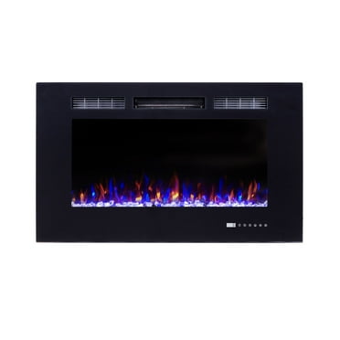 Clihome  36In. Recessed Electric Fireplace With Remote Control In Black