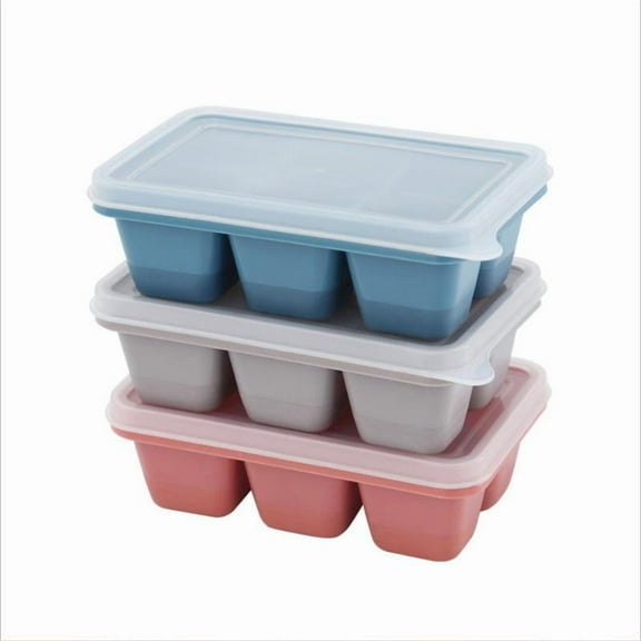3-Piece Large Silicone Ice Cube Tray Set - Extra Large Cubes, Ergonomic Design, Food-Grade Safe
