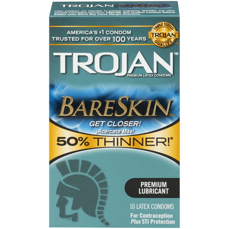 Trojan Sensitivity Bareskin Lubricated, Latex Condoms,
