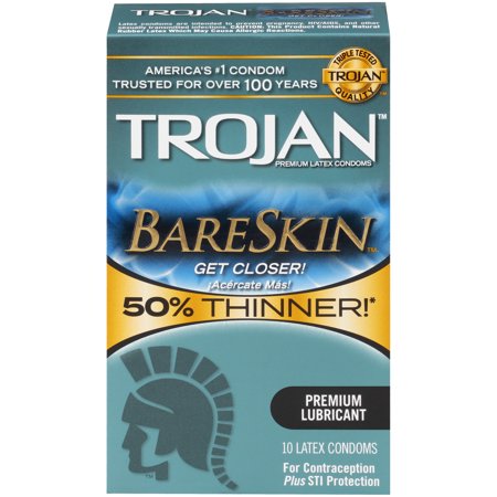 TROJAN BARESKIN Condoms, 10 Count (Best Condoms For Thick)
