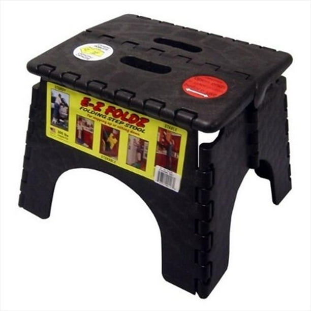 B&R PLASTICS 1016BK High Folding Step Stool, Black