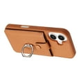 thumbnail image 3 of Wallet Phone Case Compatible with iPhone 16 Plus,With 360° Rotatable Finger Ring Holder Kickstand,Card Slots,PU Leather Shockproof Anti-fall Heavy Duty Rugged Phone Case,Brown, 3 of 12
