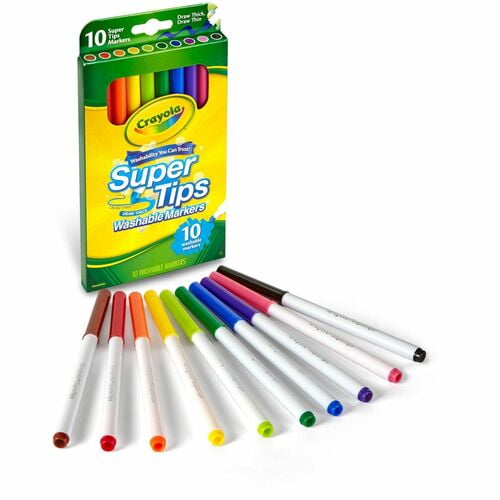 Crayola Super Tips 10-color Washable Markers, Assorted Ink (588610) | 10 Sets (100 Total)