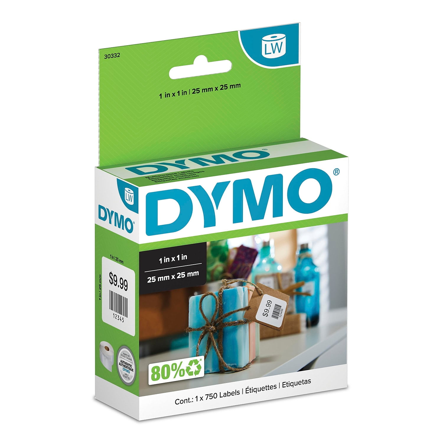 DYMO LabelWriter Multipurpose Labels, 1 x 2 1/8, White, 500 Labels 
