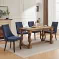 thumbnail image 6 of Navy Mid Century Dining Chairs Set of 4, Modern Kitchen & Dining Room Chairs Set of 4, Linen Upholstered Kitchen Chairs for Dining Table, Sillas de Comedor, Wood Legs (Blue, 4 Pcs), 6 of 12