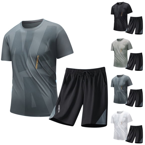 ZZwxWA Mens Short Sets 2 Piece Outfits Matching Quick Dry Crew Neck T Shirts and Shorts Set Summer Casual Jogging Workout Tracksuits Holiday Gift Finder