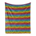 thumbnail image 1 of Abstract Soft Flannel Fleece Throw Blanket, Geometric Colorful Waves Seigaiha Pattern, Cozy Plush for Indoor and Outdoor Use, 50" x 60", Multicolor, by Ambesonne, 1 of 5