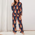 thumbnail image 2 of KLL American Football and Fire Flames Print Women's Long Sleeve Pajamas with Pants Sleepwear Loungewear 2 Set-XX-Large, 2 of 7