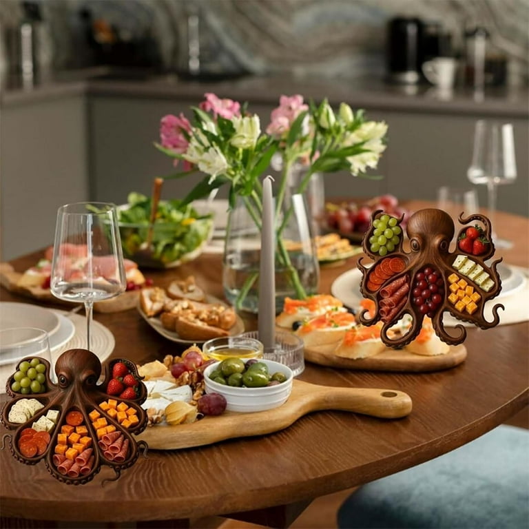 Octopus Serving Tray Octopus Charcuterie Platter, Nautical Serving Tray For Cheese, Meats & Fruit – Ocean Theme Party Board – Unique Gift For Seafood Lovers & Entertainers (Style-a Shark Charcuterie Board