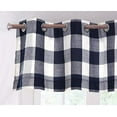 thumbnail image 2 of Decotex 1 Piece Plaid Courtyard Buffalo Checkered Grommet Top Window Curtain Valance (1 Valance 53" X 18", Navy Blue/Beige), 2 of 2