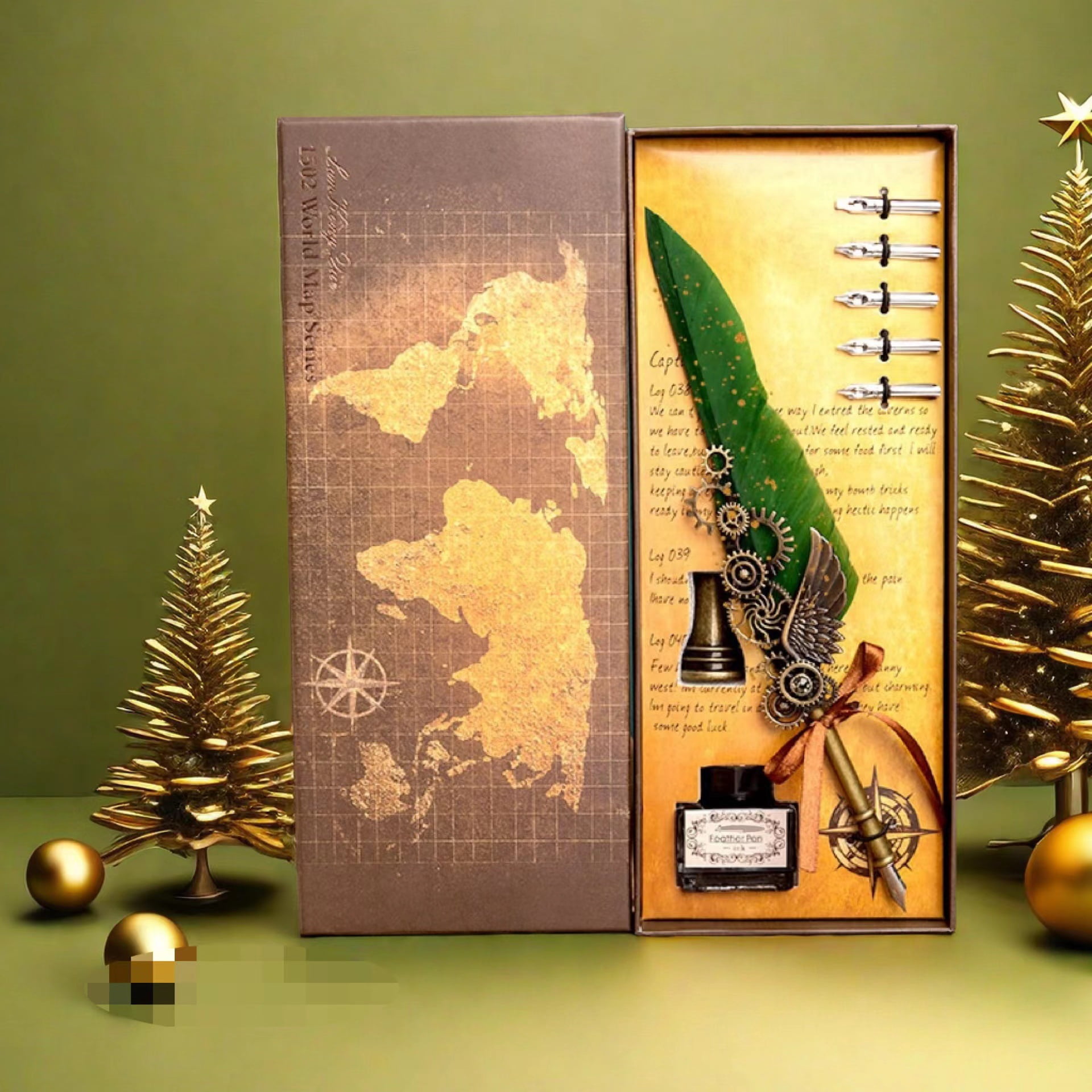 Mechanical Quill Dip Pen, Fountain Pen Stainless Steel Replacement Nib Set Gift