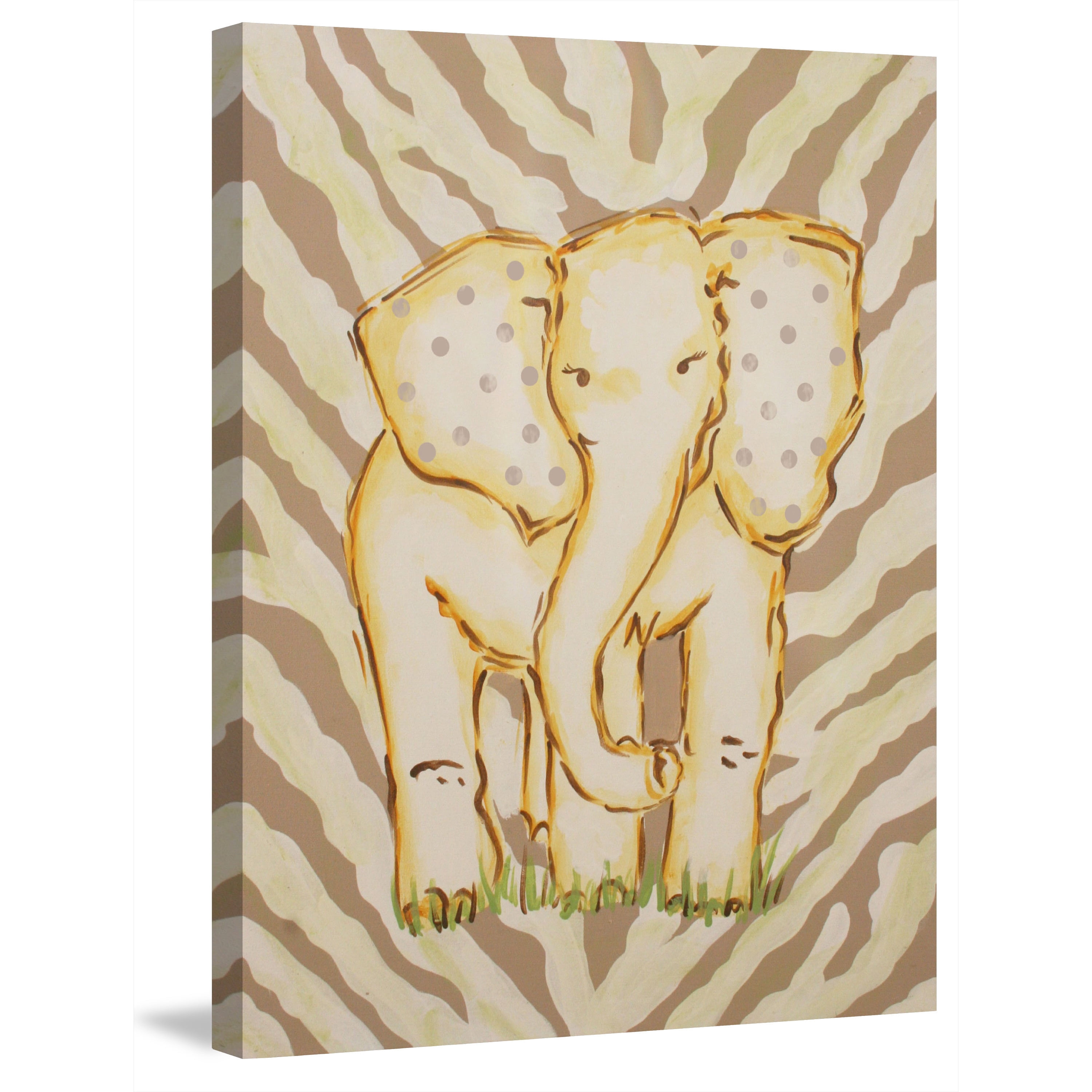 "Tan Elephant" by Reesa Qualia Painting Print on Wrapped Canvas