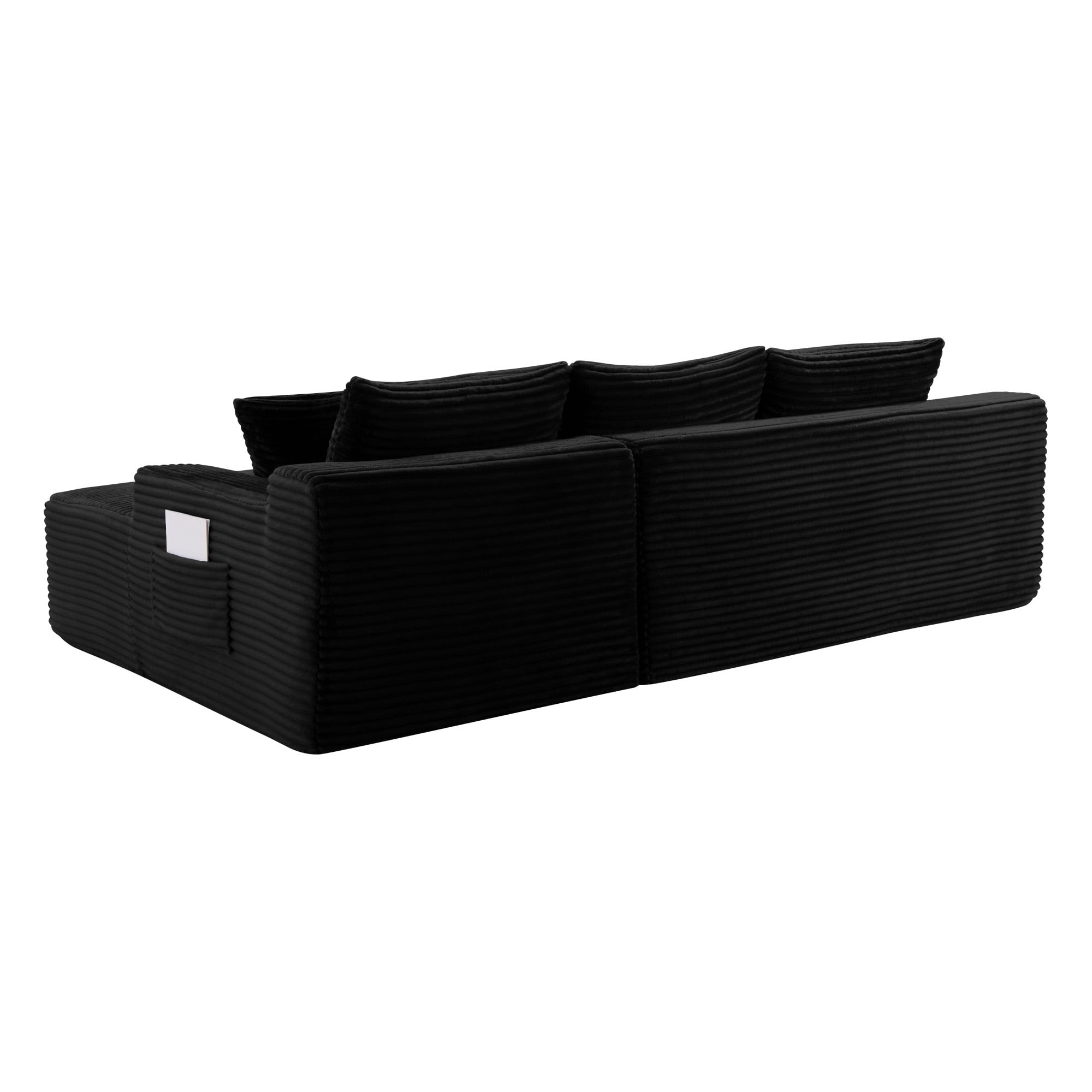106.3 Inch Cloud Modular Sectional Sofa Couch with L-Shape Chaise, Deep Seat Corner Couch with Reversible Chaise Lounge for Living Room No Assembly, Black