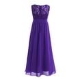 thumbnail image 2 of YEAHDOR Youth Big Girls Chiffon Lace Wedding Party Dress Bridesmaid Ball Gown Maxi Long Flower Girls Dress Purple 8, 2 of 7