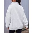 thumbnail image 5 of Sweatshirt for Women Fall Half Zip Pullover Oversized Fleece Mock Neck Hoodies Fashion Outfits Winter Clothing Gray XL, 5 of 6