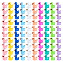 Acahhotxx Duck Figurine, Pack of 100Pcs Colorful Miniature Duck Figurines Small Resin Duck Figures for Garden Landscape and Aquarium Decoration