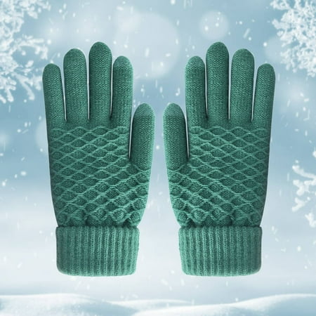 

PhoneSoap New Gloves Women s Winter Knit Gloves Warm Velvet Outdoor Gloves Green